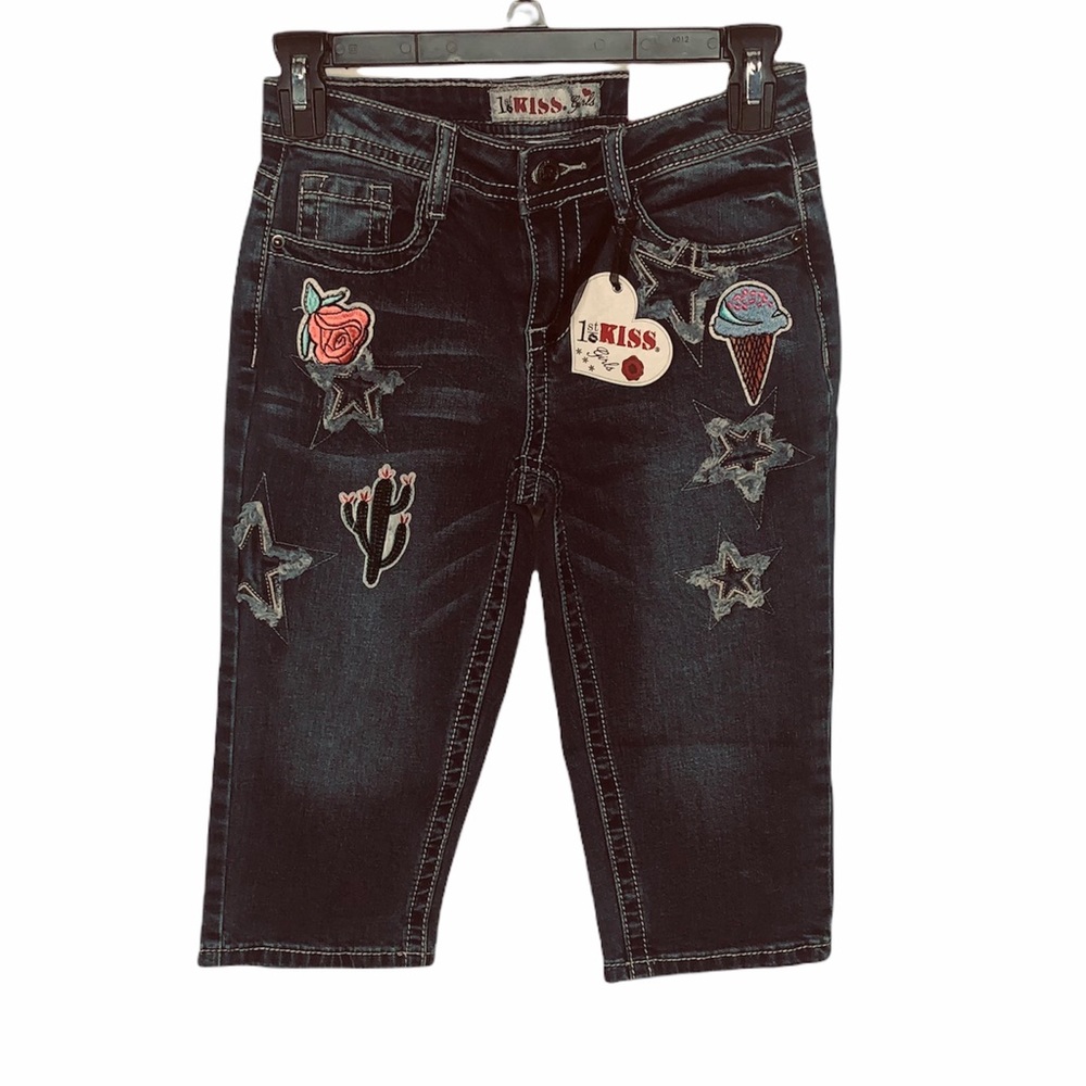 1st Kiss girls denim blue jean capris Size 12 Girls